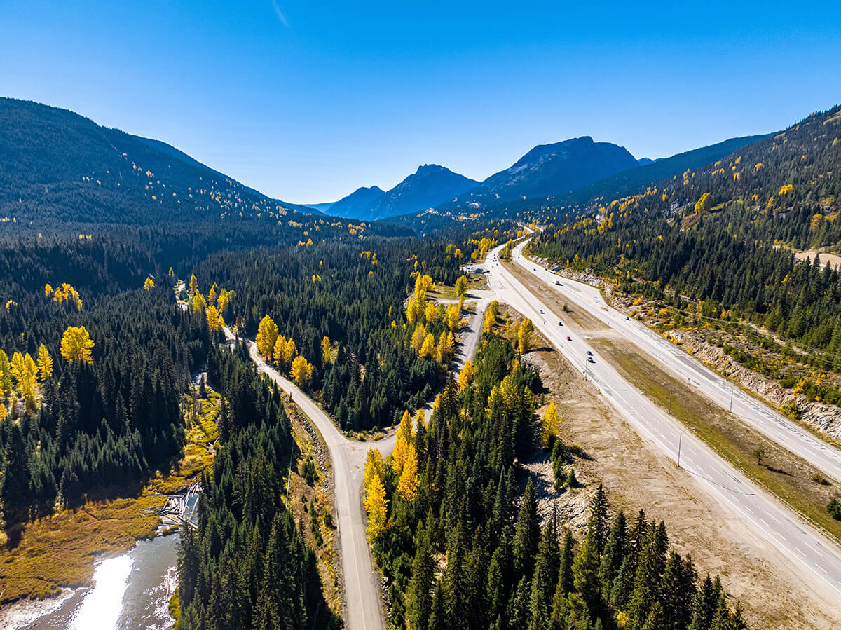 Aerial view of Coquihalla highway